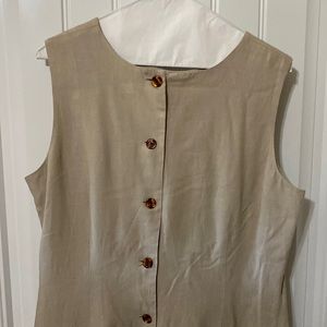 Beige “linen” dress with button back